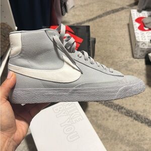 Nike Light Gray High-Tops with White Swoosh